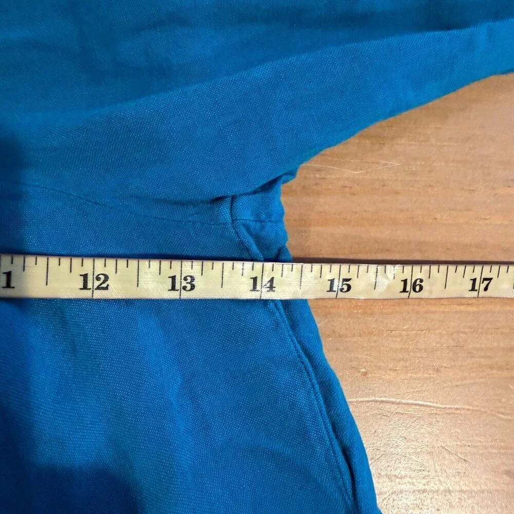 YFB High Waisted Wide Leg Culottes Coastal Grandmother Art Pants LARGE Cyan Blue